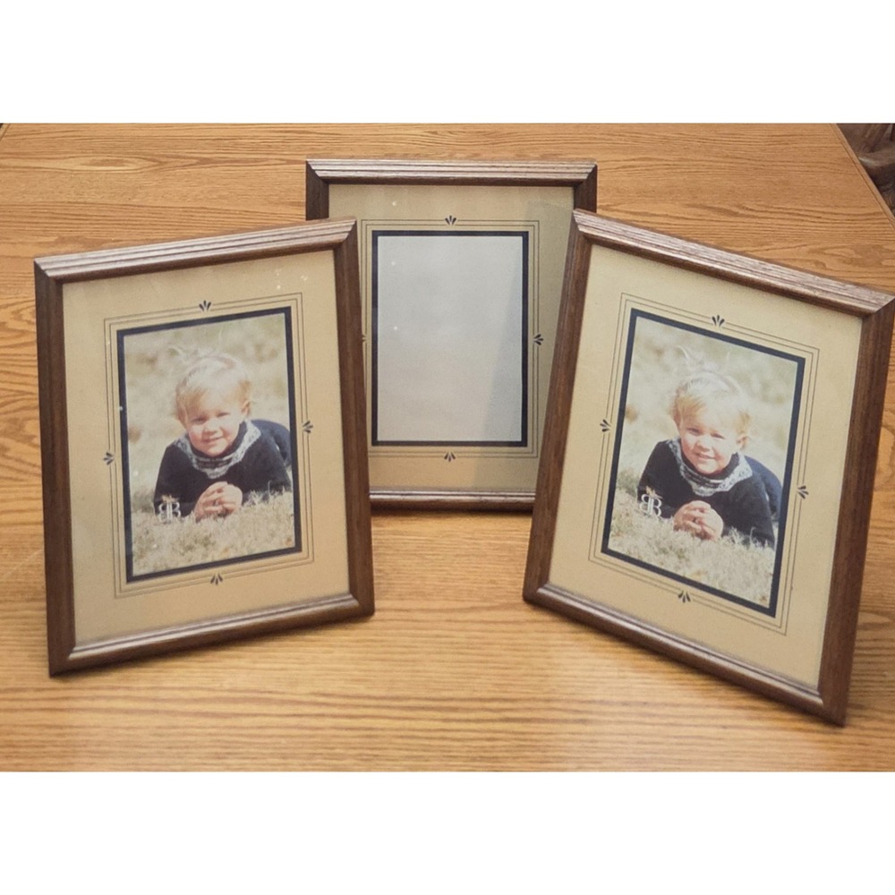 Burnes Wood Picture Frames 9x11 Frame / 5x7 Mat Vintage 1990's NOS NEW Lot of 3